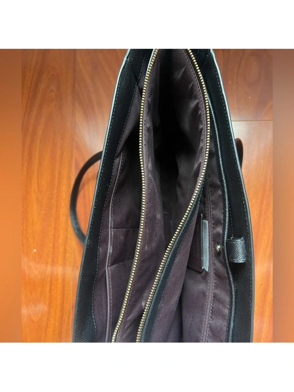 Coach Black Pebbled Leather Tote with Turn-Lock Charm